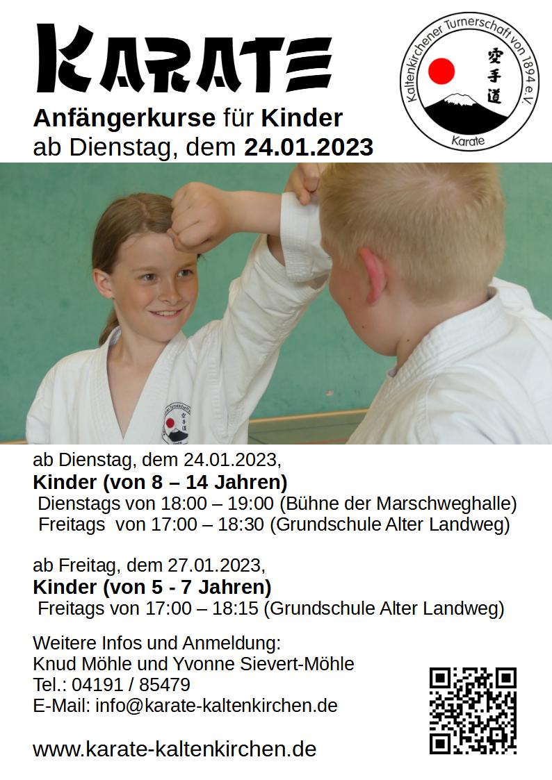 Anfaengerkurse Karate Jugendlichen, Erwachsene und Ü50 ab 16.01.2023