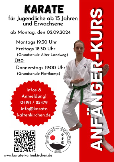 Anfaengerkurse Karate Jugendlichen, Erwachsene und Ü50 ab 02.09.2024